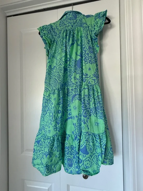 Umgee Green and Blue Paisley Mini Dress - Picture 2 of 2